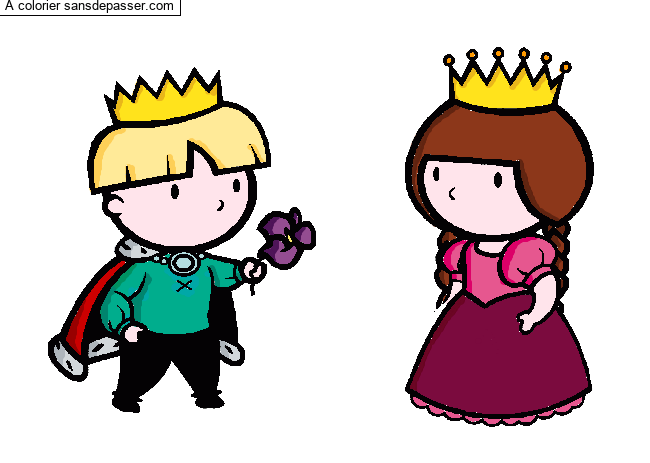 Coloriage Prince et princesse par un invité