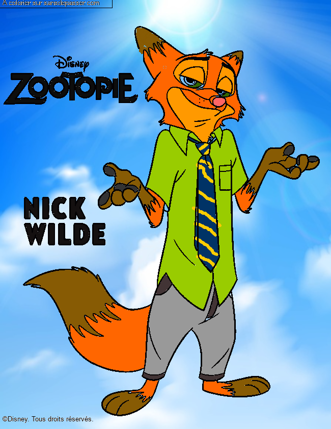 Coloriage Nick Wilde par kellychouchou
