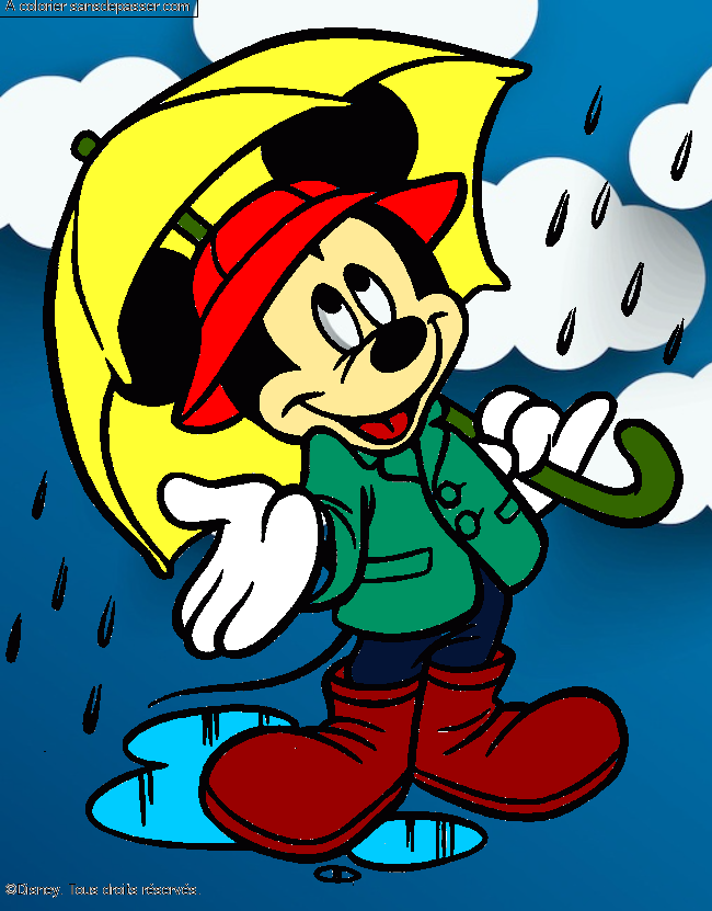 Coloriage Mickey sous la pluie par un invité