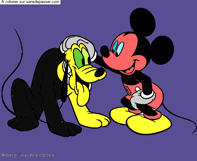 Coloriage Mickey et Pluto par un invité
