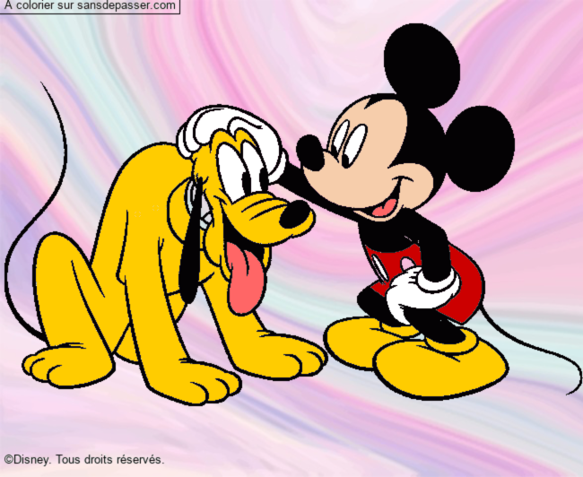 Coloriage Mickey et Pluto par un invité
