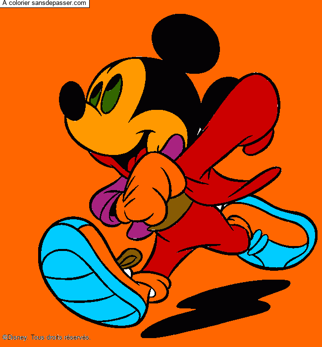 Coloriage Mickey est en retard
