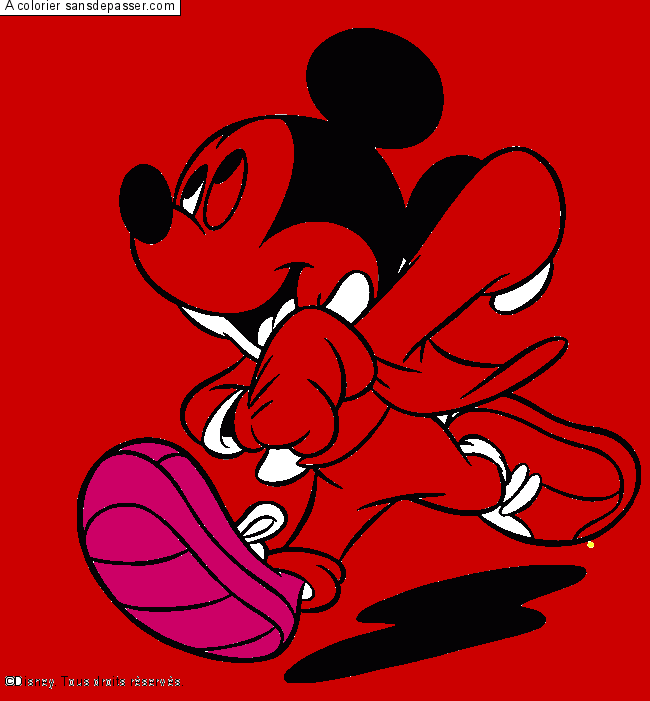 Coloriage Mickey est en retard