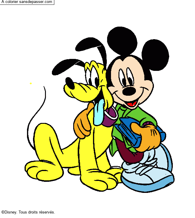 Coloriage Pluto et Mickey par un invité