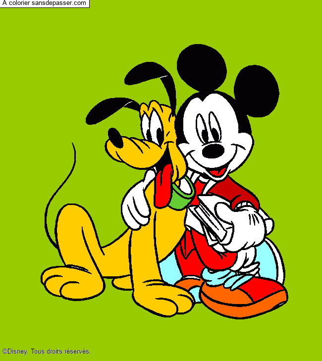 Coloriage Pluto et Mickey par un invité