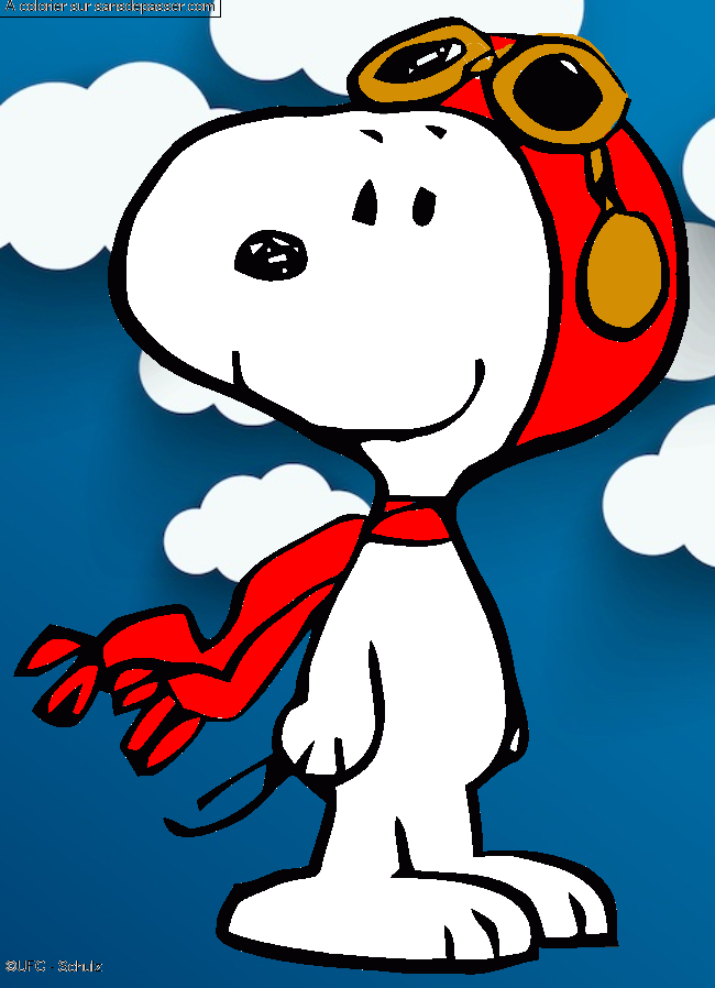 Coloriage Snoopy aviateur par un invité