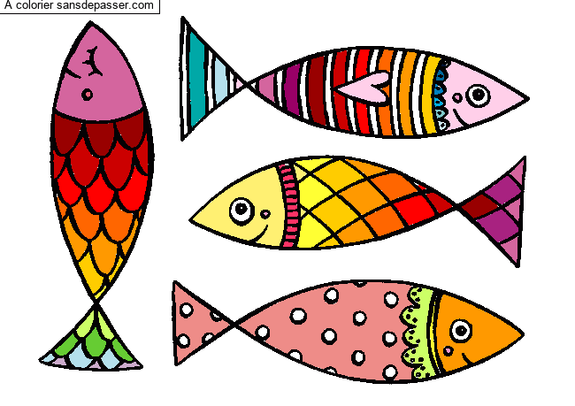 Dessin colorié : Coloriage Poissons d'avril ! par yuyu - Sans Dépasser