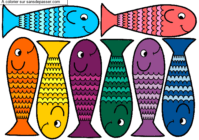 Coloriage Petits poissons par un invit&eacute;