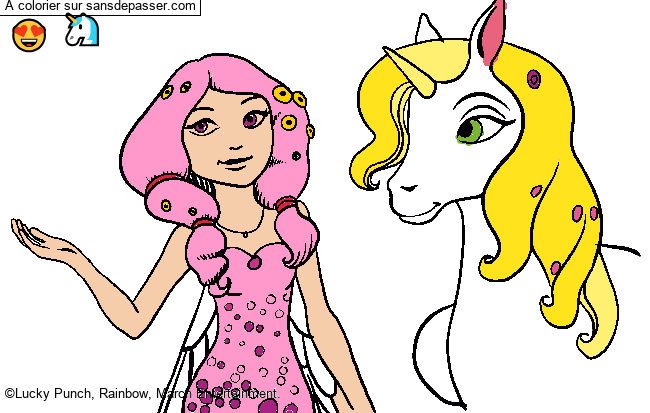 Coloriage Mia et la licorne par un invit&eacute;