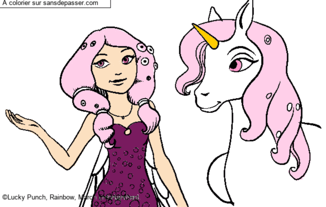 Coloriage Mia et la licorne par un invit&eacute;