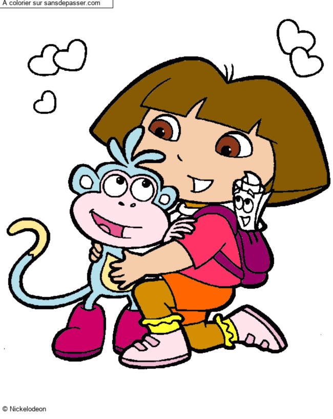 Coloriage Dora et Babouche par un invit&eacute;