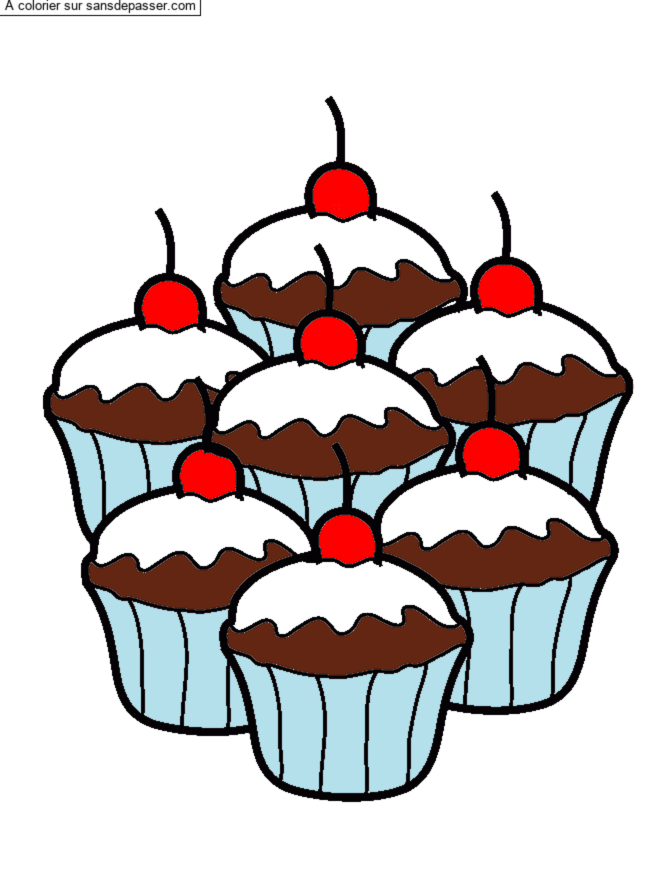Coloriage Cupcakes &agrave; la cerise par kakawaii
