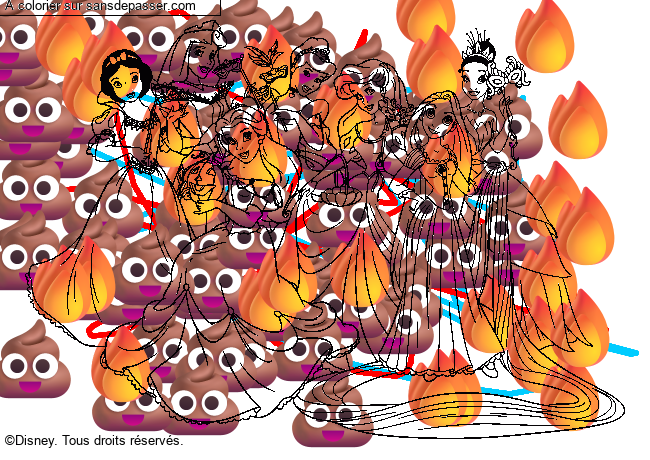 Coloriage Les princesses Disney par un invit&eacute;