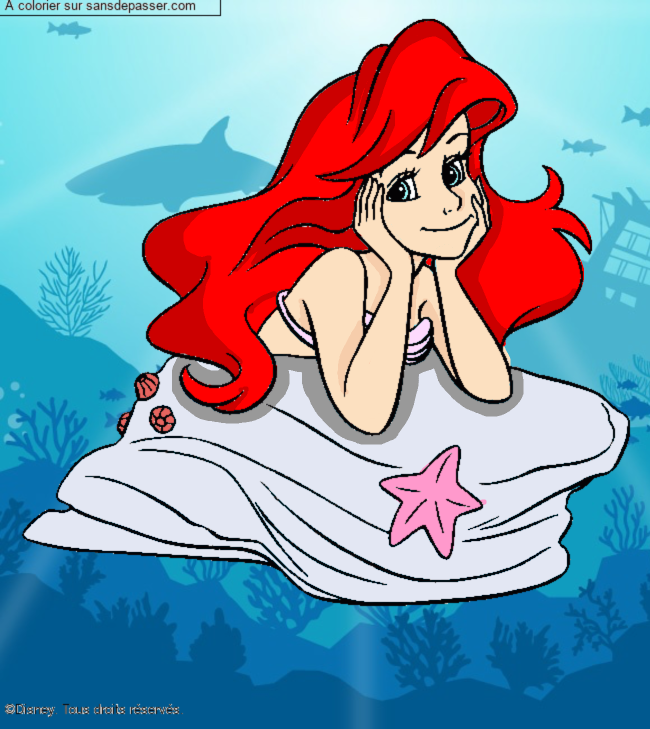 Coloriage Ariel, la petite sir&egrave;ne par un invit&eacute;