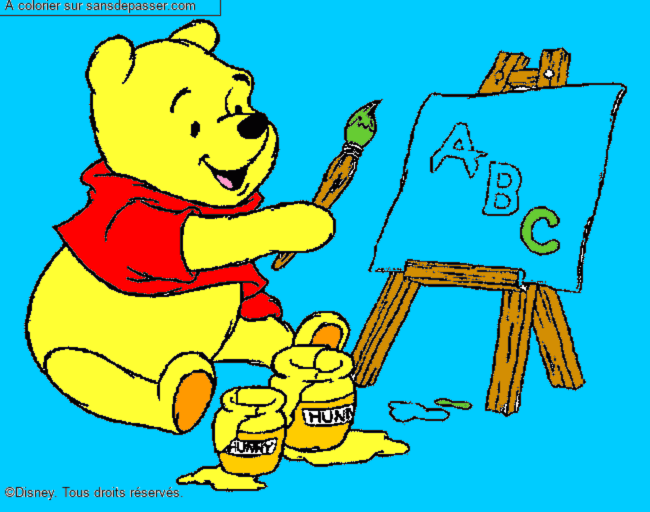 Winnie l'ourson, artiste peintre par un invit&eacute;