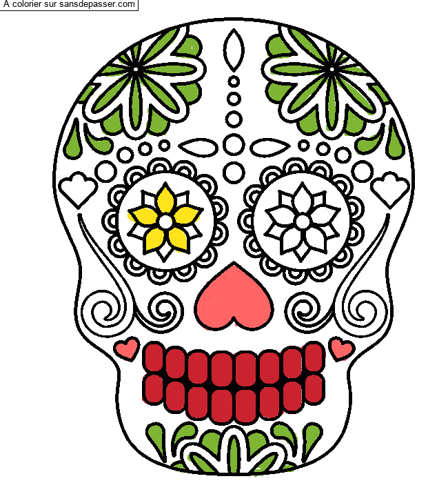 Coloriage Squelette mexicain par SansD&eacute;passersims