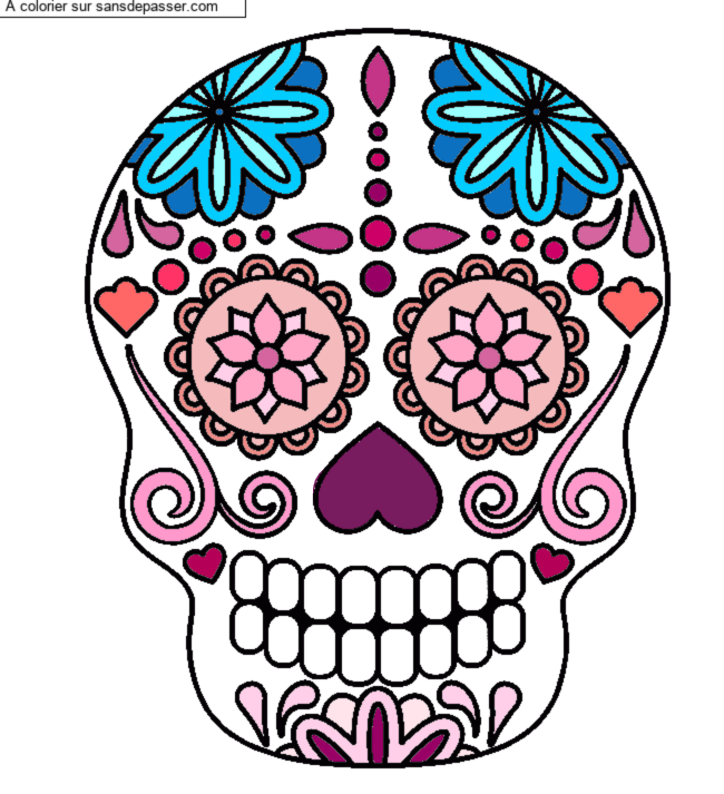 Coloriage Squelette mexicain par un invité