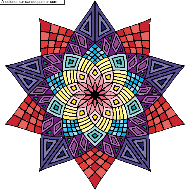 Coloriage Mandala fleur par un invit&eacute;