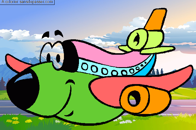 Coloriage Avion personnage par un invité