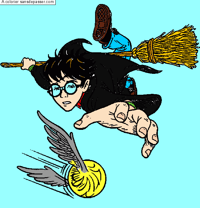 Coloriage Harry Potter et le match de quidditch