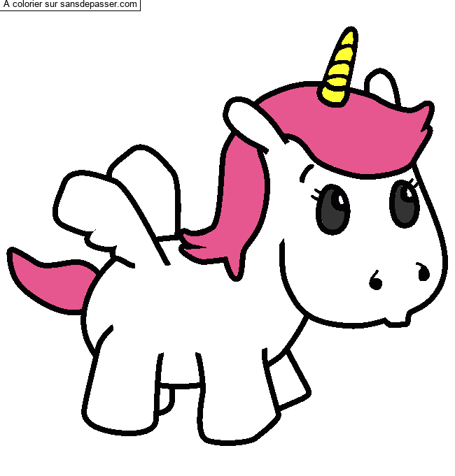 Coloriage Petite licorne par un invit&eacute;