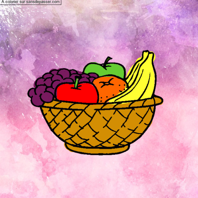Coloriage Corbeille de fruits par un invit&eacute;