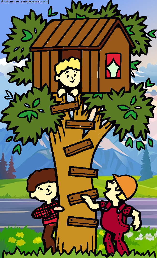 Cabane dans les arbres par un invit&eacute;