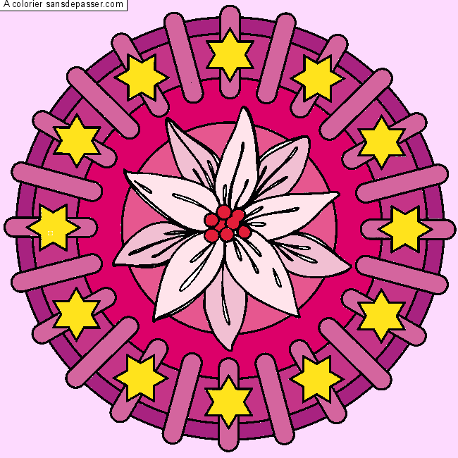 Coloriage Mandala Fleur et &eacute;toiles