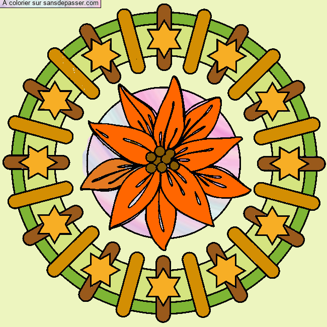Coloriage Mandala Fleur et &eacute;toiles par un invité