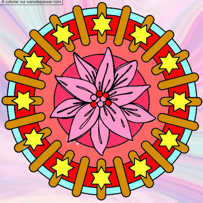 Coloriage Mandala Fleur et &eacute;toiles