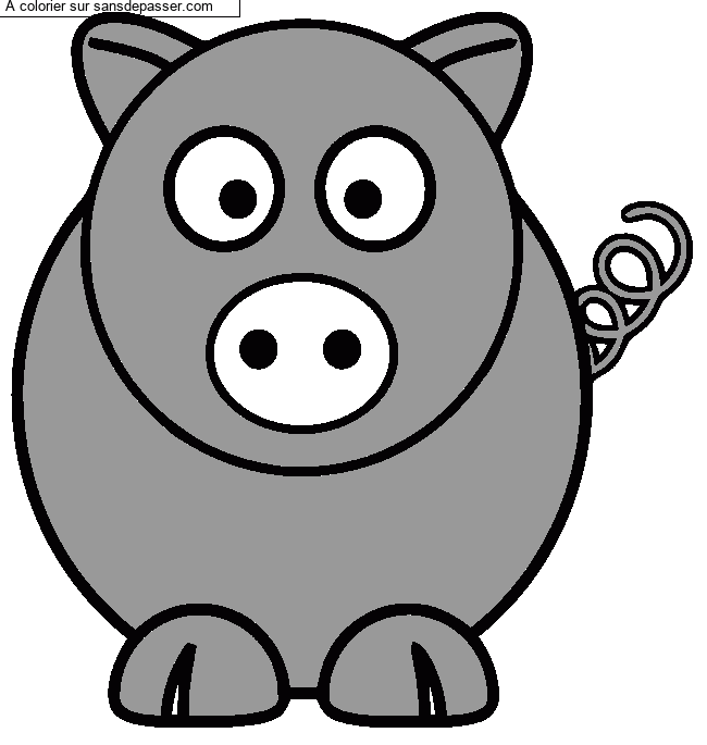 Coloriage Cochon par un invit&eacute;