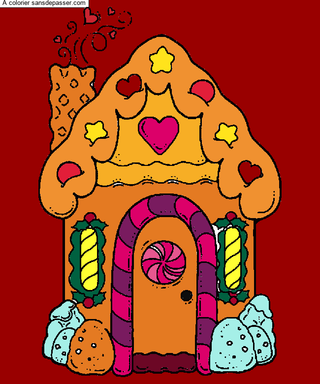 Coloriage Maison de pain d'&eacute;pices par un invité