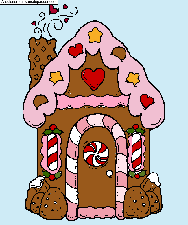 Coloriage Maison de pain d'&eacute;pices par un invit&eacute;