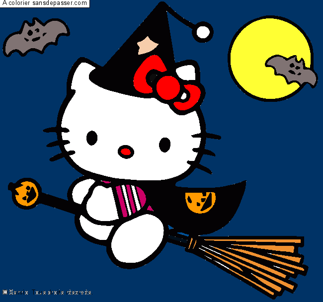 Coloriage Hello Kitty f&ecirc;te Halloween