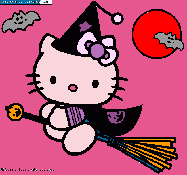Coloriage Hello Kitty f&ecirc;te Halloween