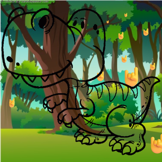 Coloriage Dinosaure par un invit&eacute;