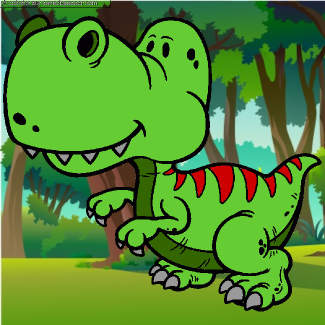 Coloriage Dinosaure par un invit&eacute;