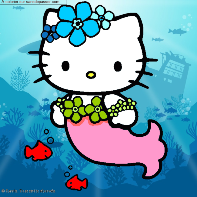 Coloriage Hello Kitty Sir&egrave;ne par un invit&eacute;
