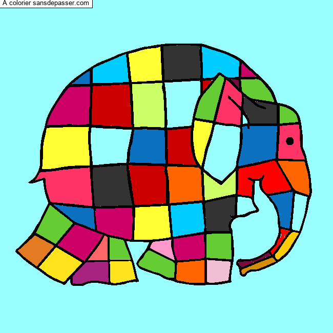 Coloriage Elmer, l'&eacute;l&eacute;phant multicolore