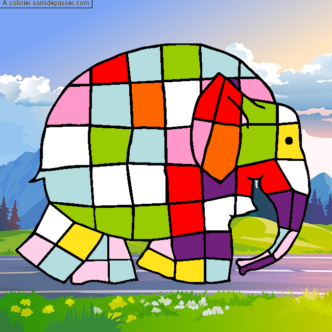 Elmer, l'éléphant multicolore par un invité