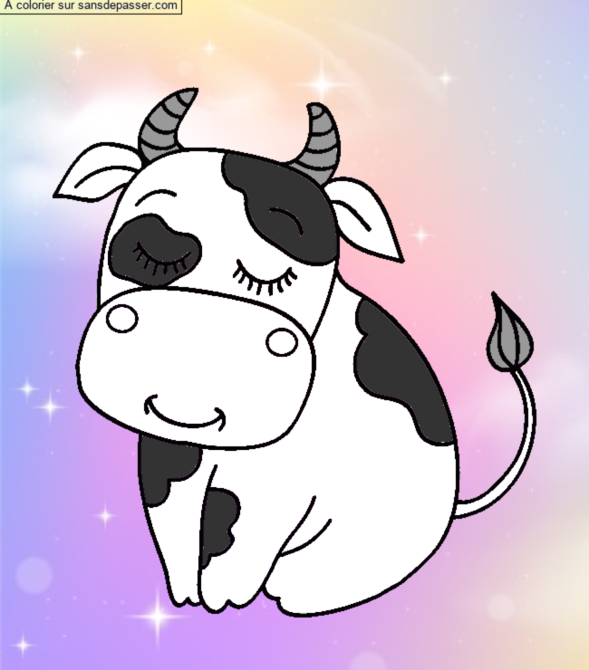 Coloriage Vache tachet&eacute;e par un invit&eacute;