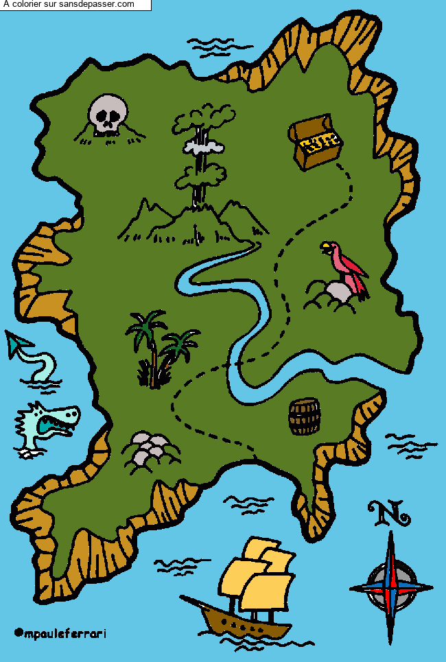 Coloriage Carte au Tr&eacute;sor par jxst_leonicia