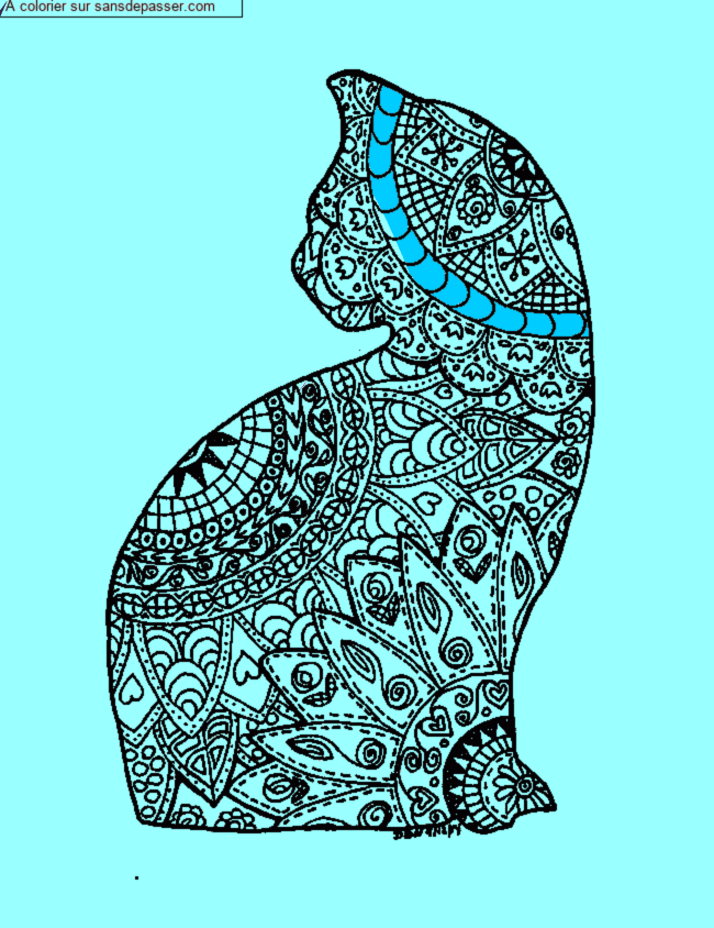 Coloriage Mandala Chat par un invit&eacute;