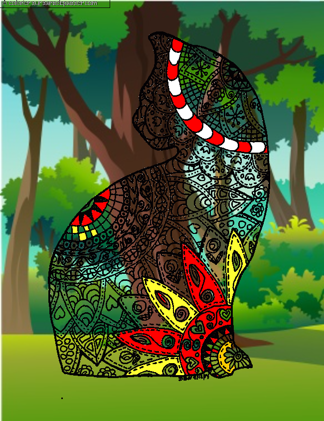 Coloriage Mandala Chat par un invit&eacute;