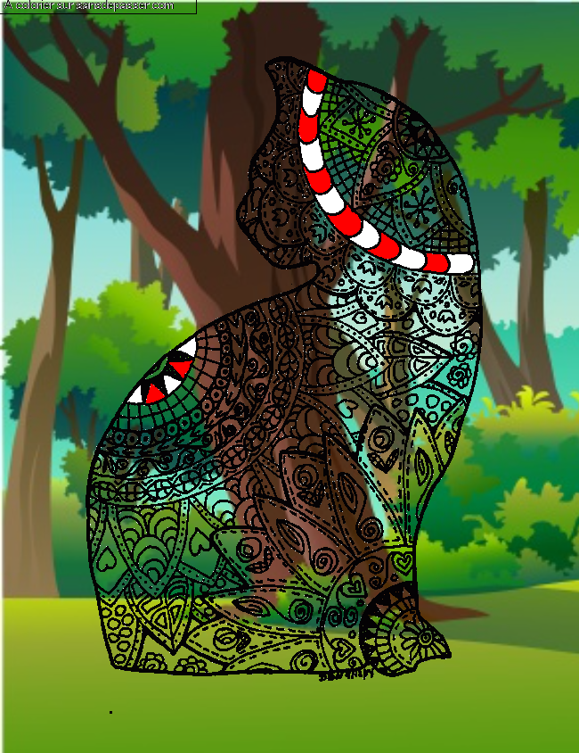 Coloriage Mandala Chat par un invit&eacute;