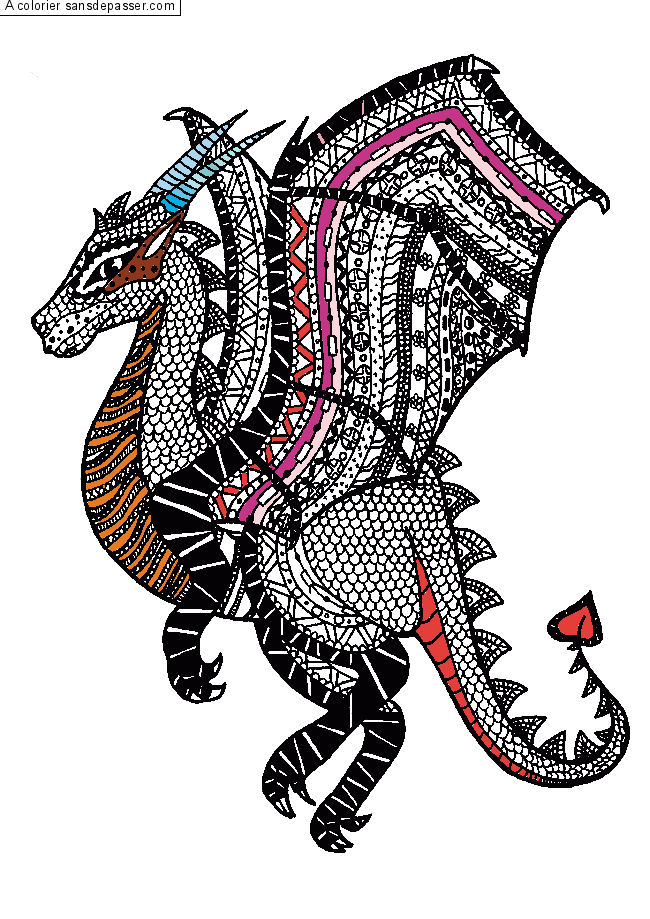 Coloriage Dragon Doodle Mandala