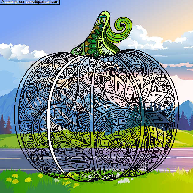 Coloriage Citrouille doodle - Mandala par un invité