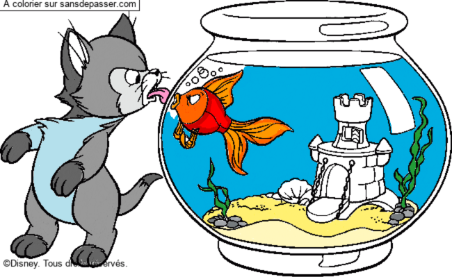 Coloriage Cl&eacute;o et Figaro par un invit&eacute;
