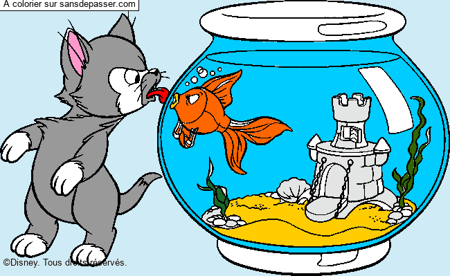 Coloriage Cl&eacute;o et Figaro par un invit&eacute;