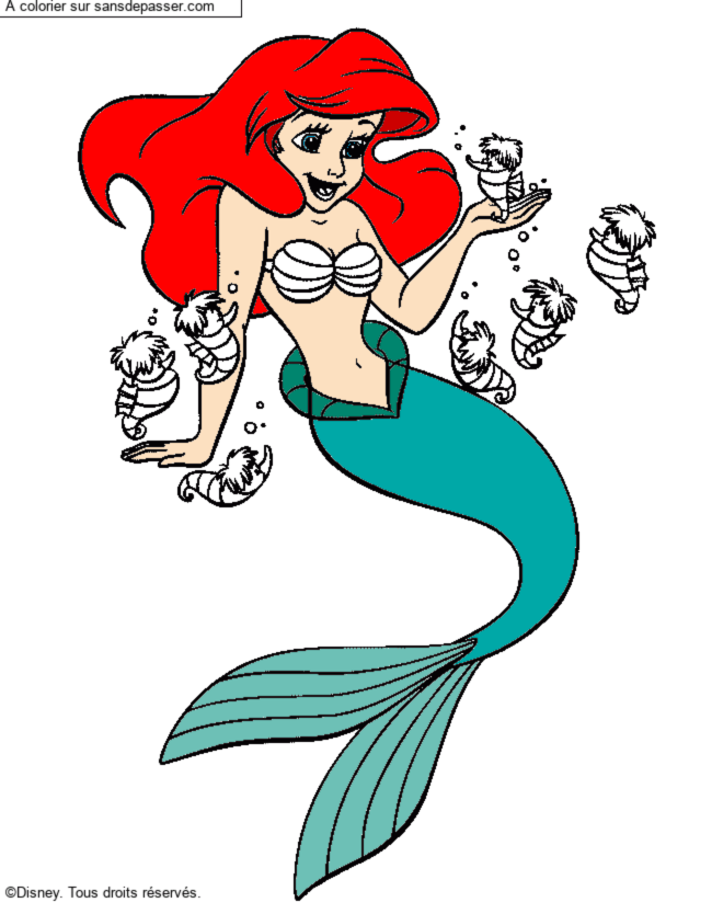 Coloriage Ariel la petite sir&egrave;ne par un invit&eacute;